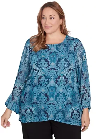 Plus Damask Mesh Top