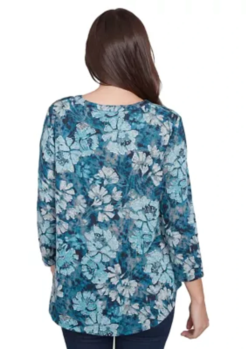 Petite Embellished Wintery Floral Hatchi Top