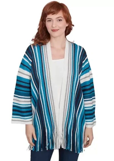 Petite Open Multi Stripe Cardigan