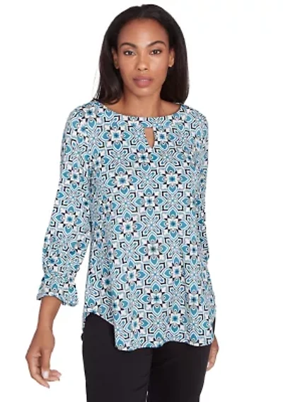 Petite Foulard Tile Dew Drop Knit Top