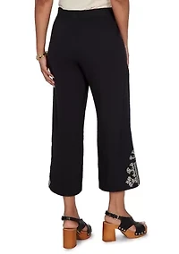 Women's Embroidered Gauze Relaxed Elastic Waist Pants