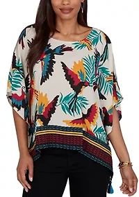Women's Paradise Birds Printed Crepe T-Shirt