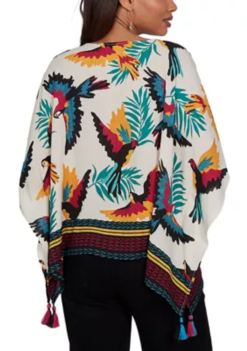 Women's Paradise Birds Printed Crepe T-Shirt