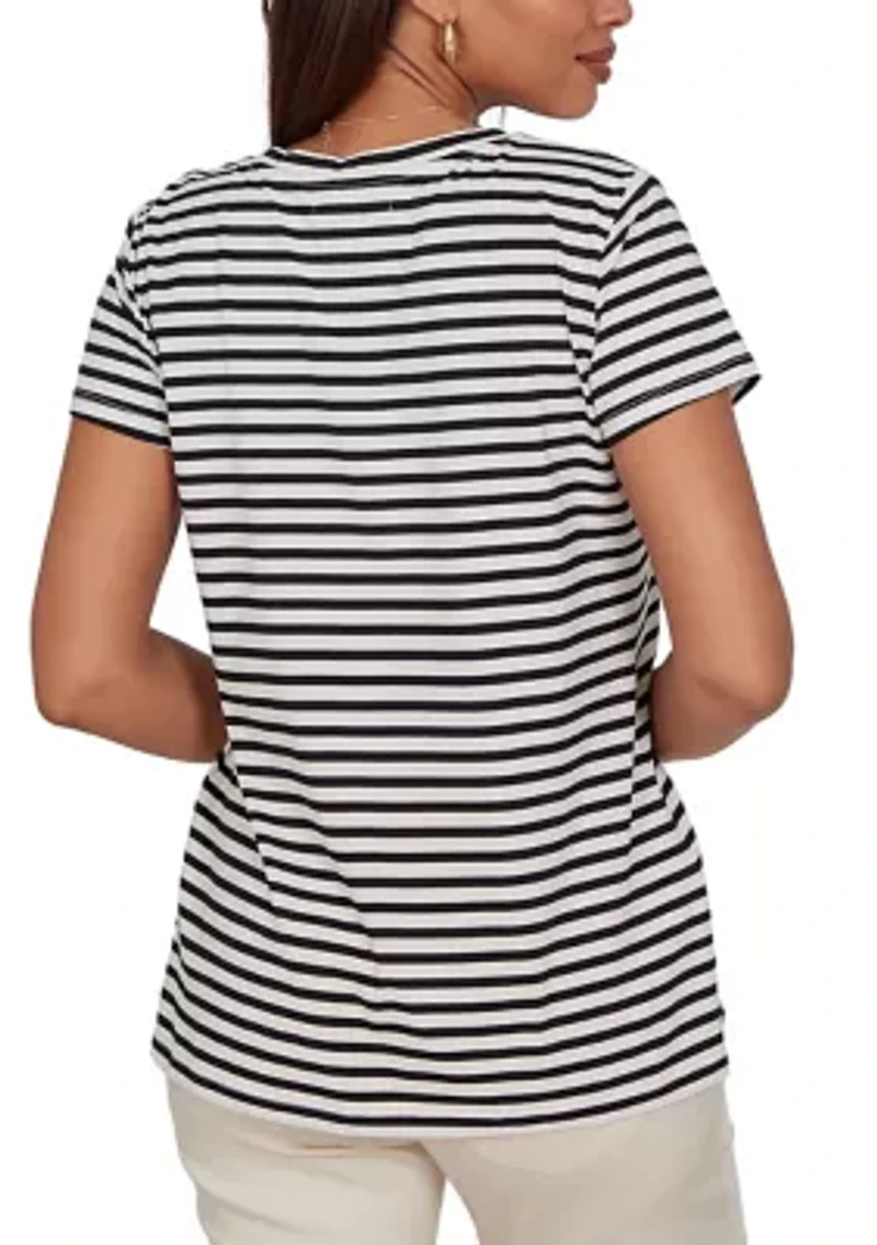 Women's Embellished Toucan Stripe Knit T-Shirt