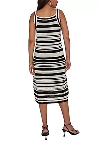 Striped Mesh Sleeveless Sweater Dress