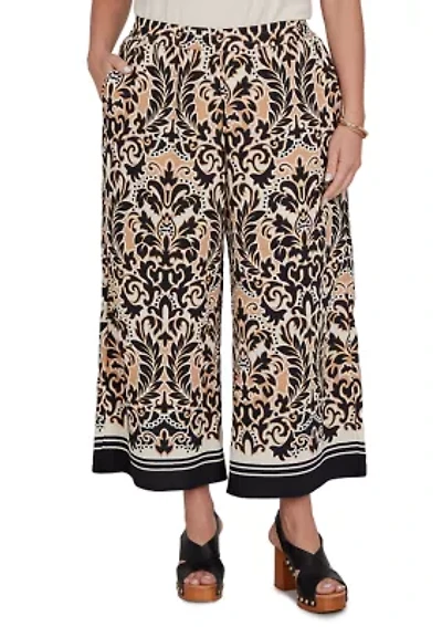 Plus Damask Textured Elastic Waist Pants