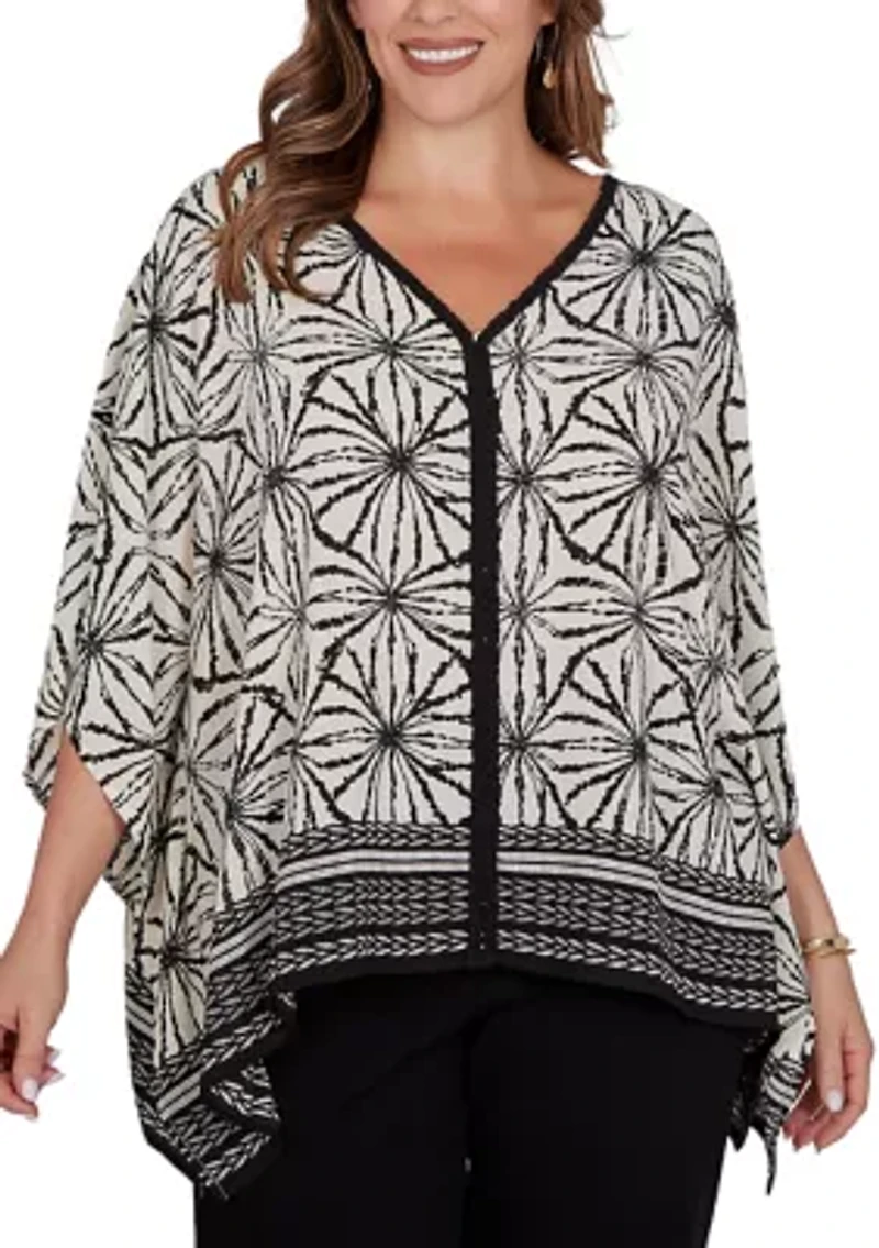 Plus Geo Border Print Crepe T-Shirt
