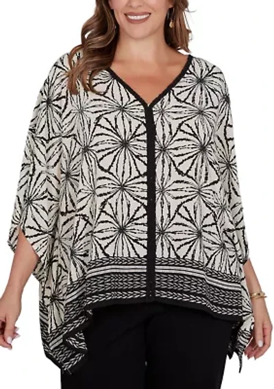 Plus Geo Border Print Crepe T-Shirt
