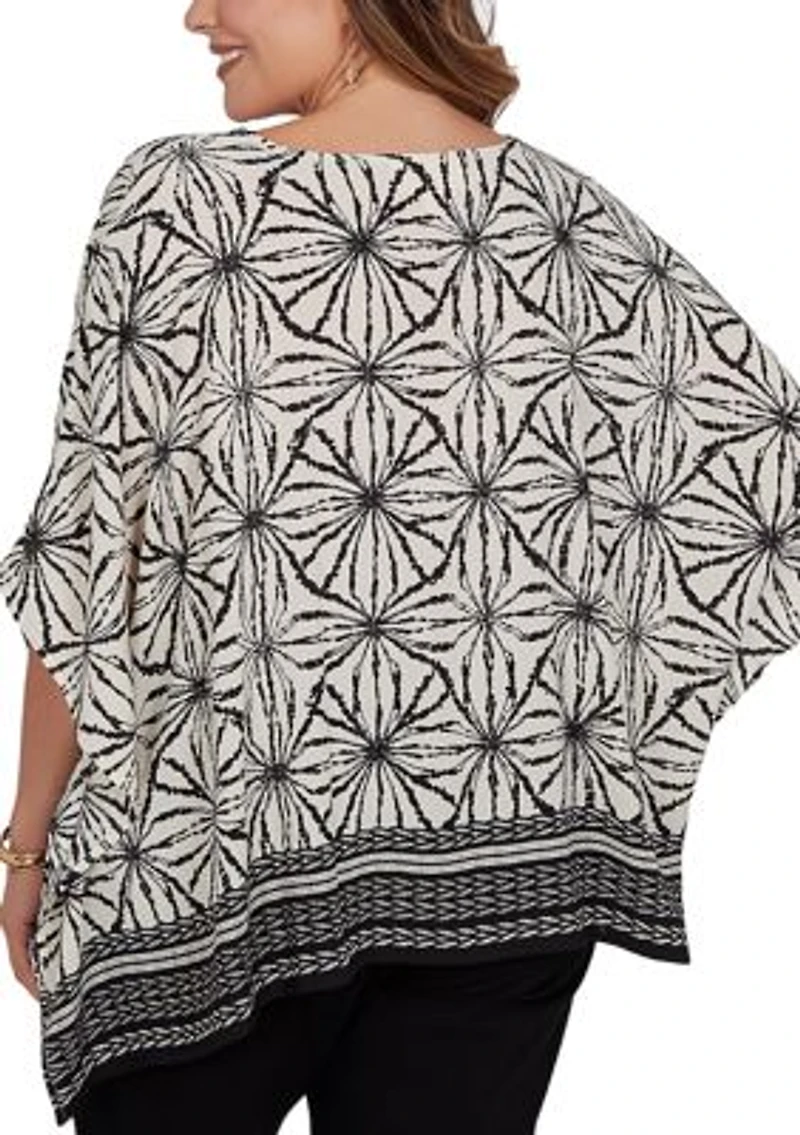 Plus Geo Border Print Crepe T-Shirt