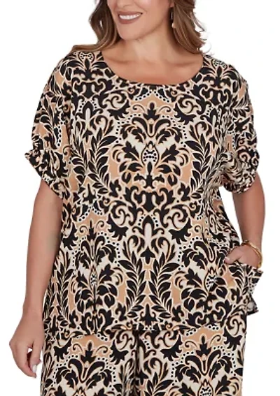 Plus Damask Textured T-Shirt