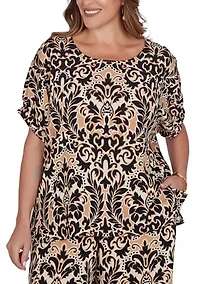 Plus Damask Textured T-Shirt
