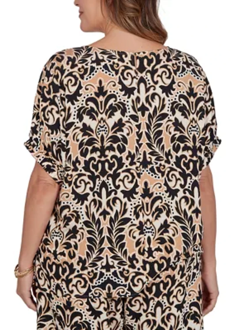 Plus Damask Textured T-Shirt