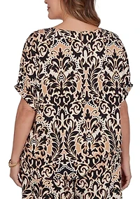 Plus Damask Textured T-Shirt