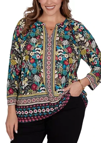 Plus Paradise Tropic Print Knit Top