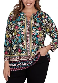 Plus Paradise Tropic Print Knit Top
