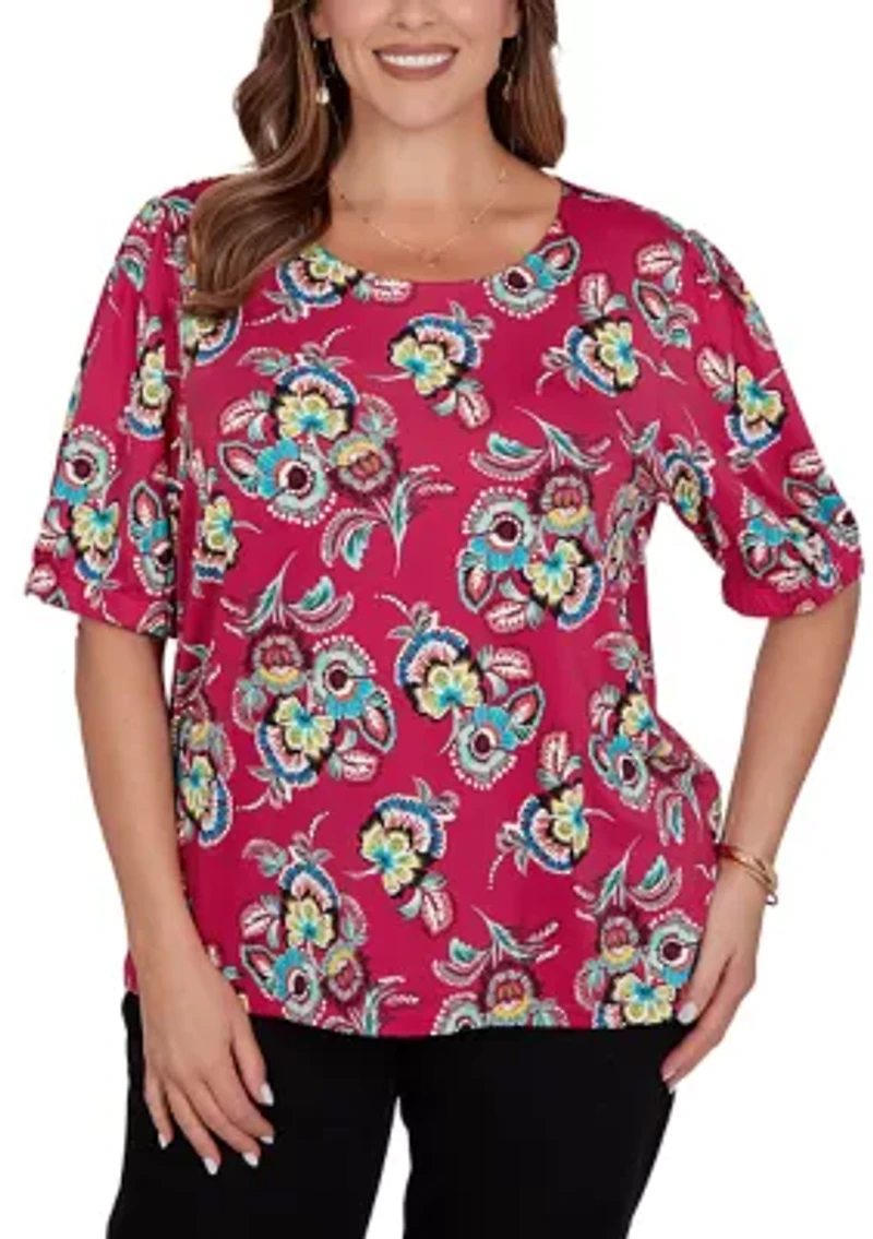 Etched Floral Puff Print Tee
