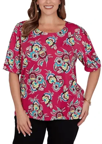 Etched Floral Puff Print Tee
