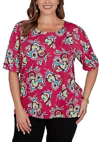 Etched Floral Puff Print Tee