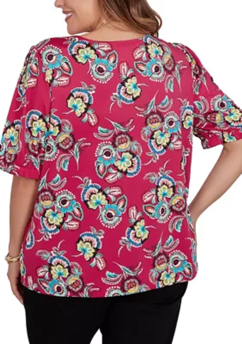 Etched Floral Puff Print Tee