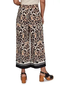 Petite Damask Textured Elastic Waist Pants