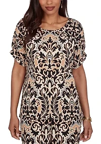 Petite Damask Textured T-Shirt