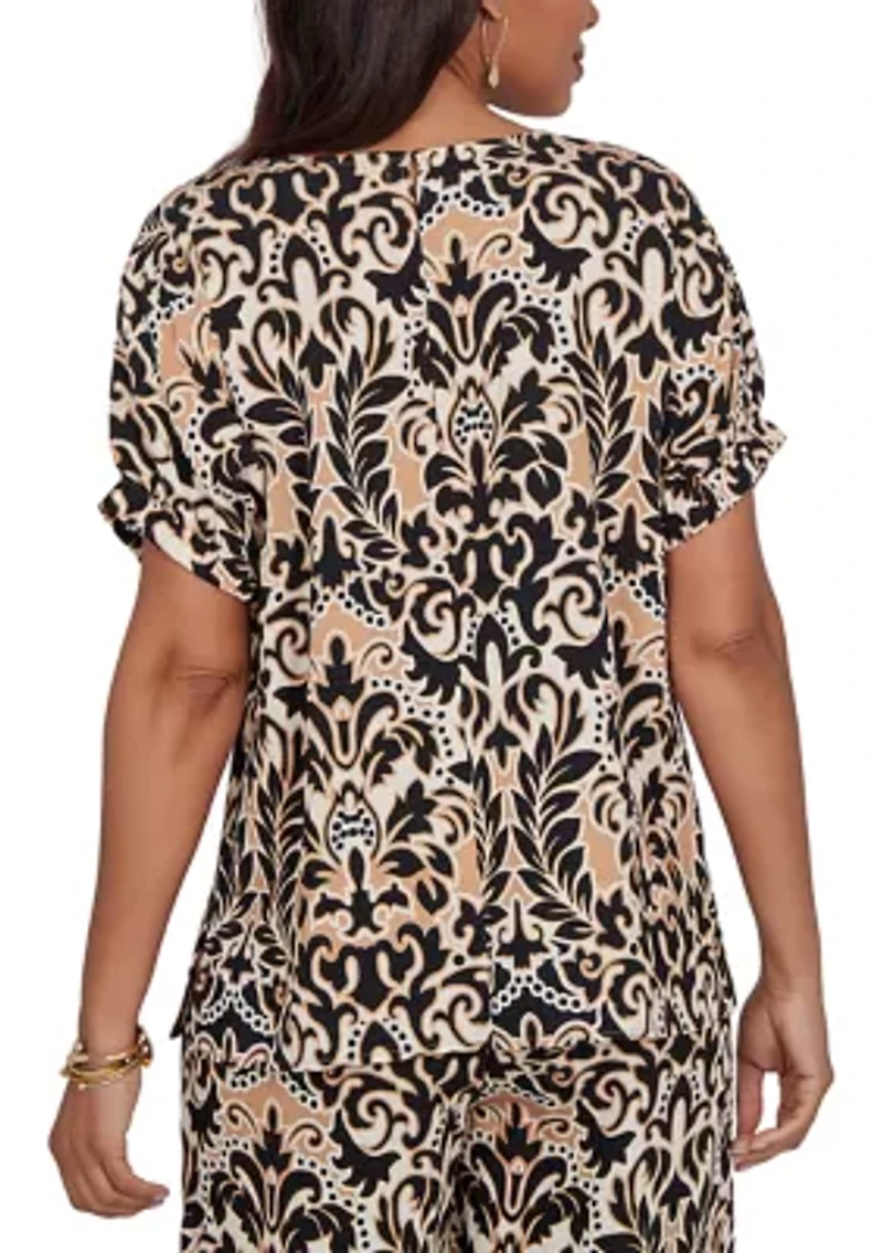 Petite Damask Textured T-Shirt