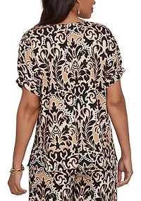 Petite Damask Textured T-Shirt