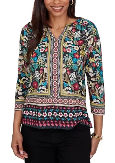 Petite Paradise Tropic Print Knit Top