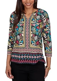 Petite Paradise Tropic Print Knit Top
