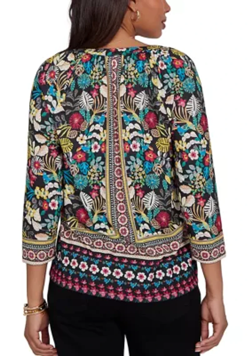Petite Paradise Tropic Print Knit Top