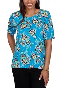 Petite Etched Floral Puff Print T-Shirt