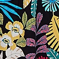 Petite Tropical Print Tiered Cotton Knit Pocket Dress