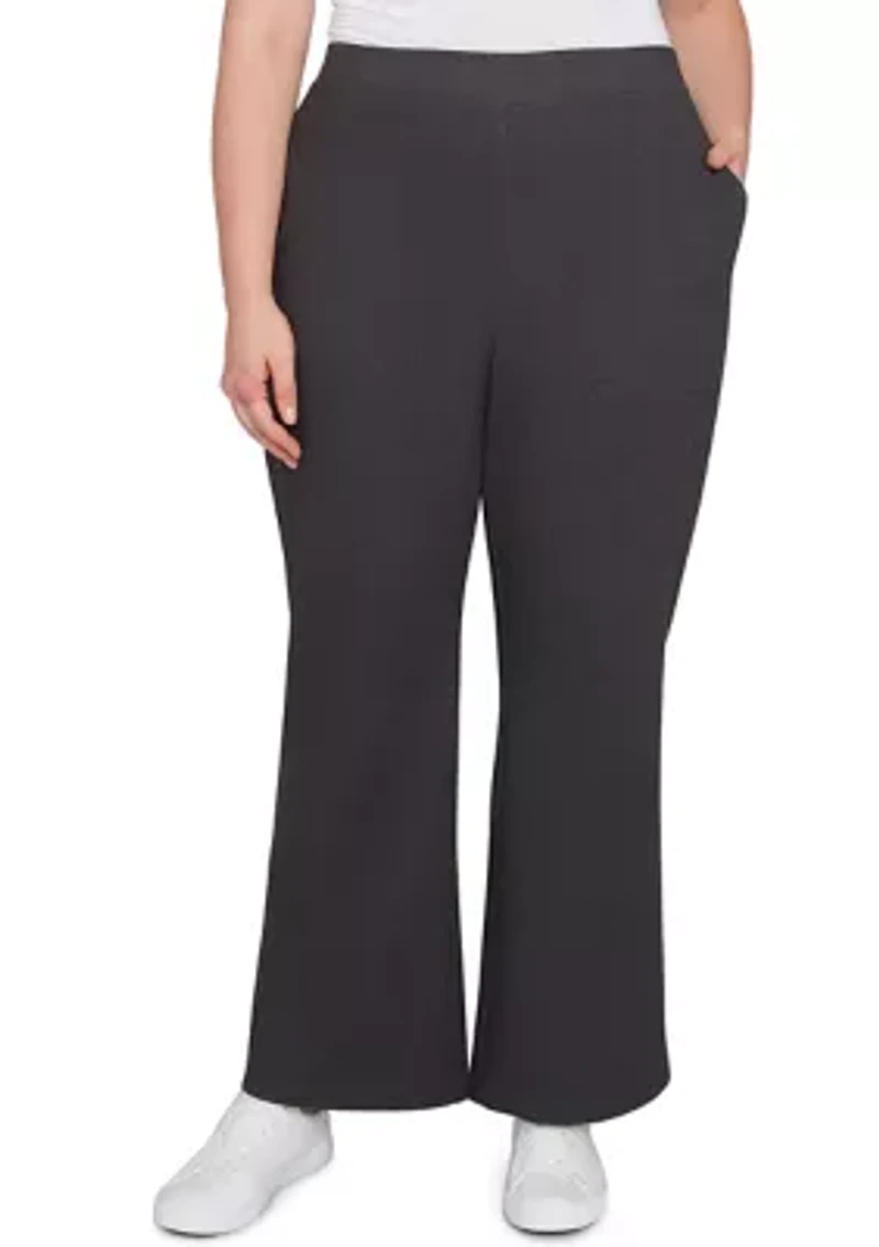 Plus Luxe Stretch Rib Knit Straight Leg Pull-On Pants