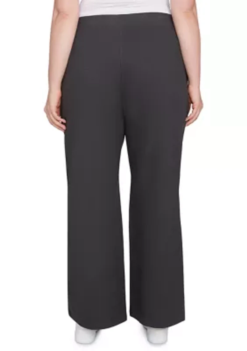 Plus Luxe Stretch Rib Knit Straight Leg Pull-On Pants