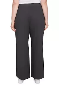 Plus Luxe Stretch Rib Knit Straight Leg Pull-On Pants