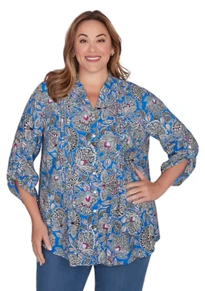 Plus Floral Printed Rayon Top