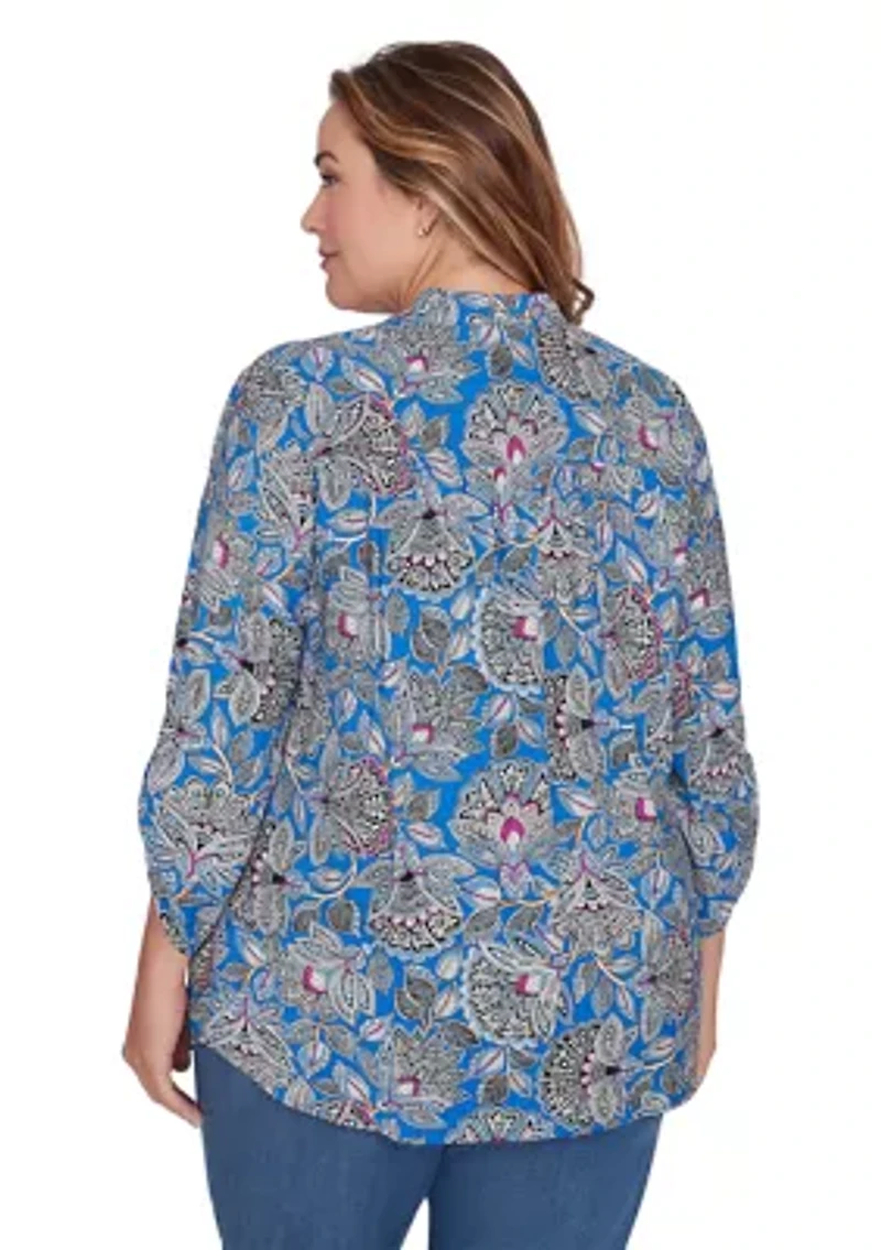 Plus Floral Printed Rayon Top