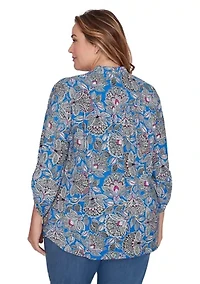 Plus Floral Printed Rayon Top