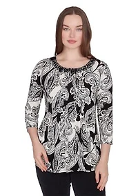 Petite Paisley Print Knit Top