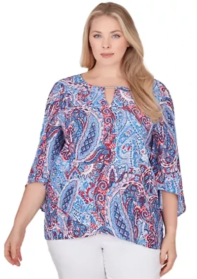 Plus Woven Paisley Gauze Top
