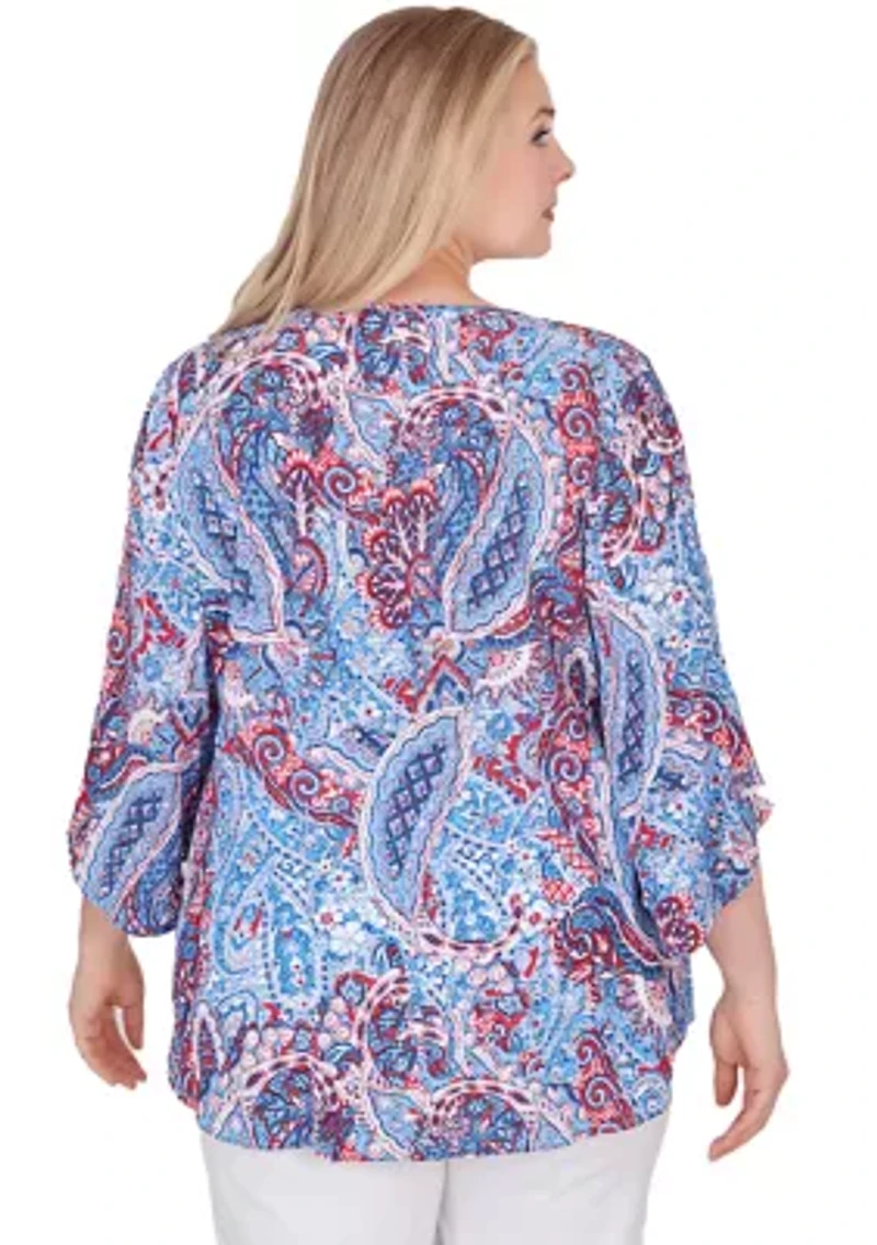 Plus Woven Paisley Gauze Top