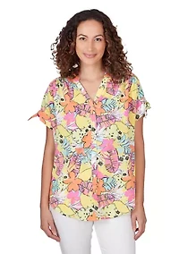 Petite Tropical Print Top