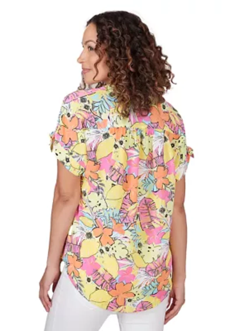 Petite Tropical Print Top