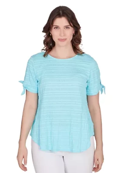 Petite Decorative Smocked Knit Top