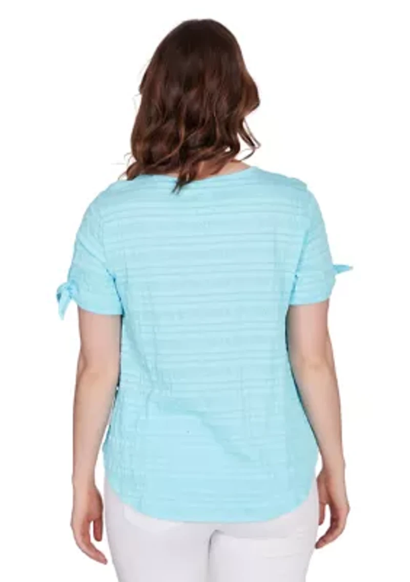 Petite Decorative Smocked Knit Top