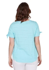 Petite Decorative Smocked Knit Top