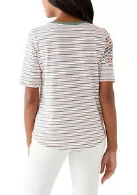 Paisley Stripe Elbow Sleeve Top