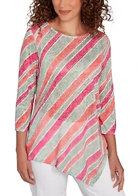 Women's Bias Stripe Beaded Top