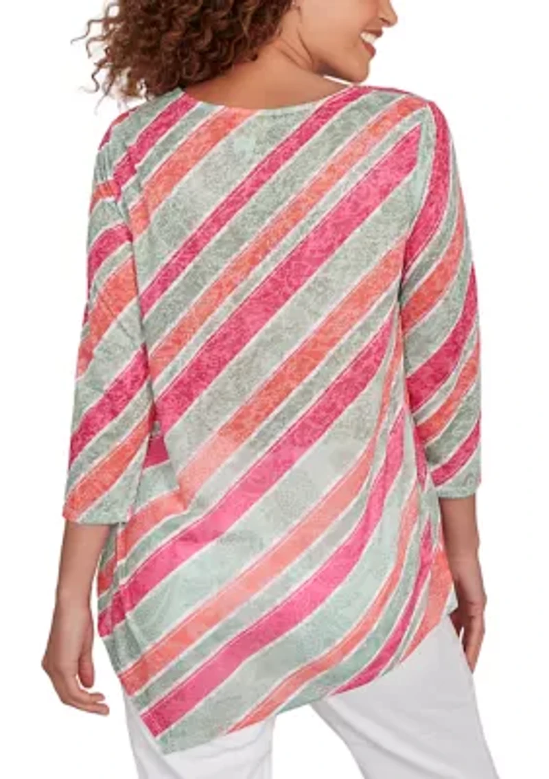 Women's Bias Stripe Beaded Top