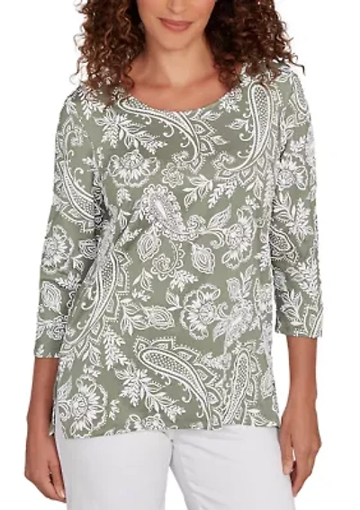 Women's Jacobean Paisley Puff Print Top